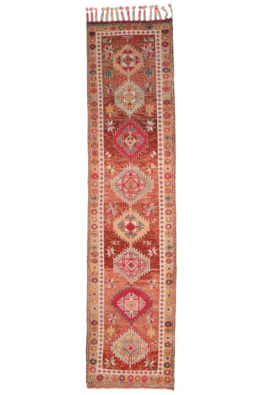 Hand-Knotted Turkish Vintage Runner Rug