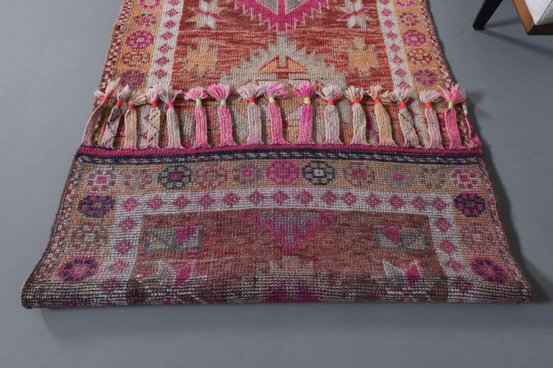 Hand-Knotted Turkish Vintage Runner Rug