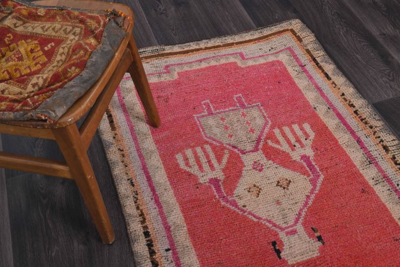 1970's Hand-Knotted Pink Runner Rug