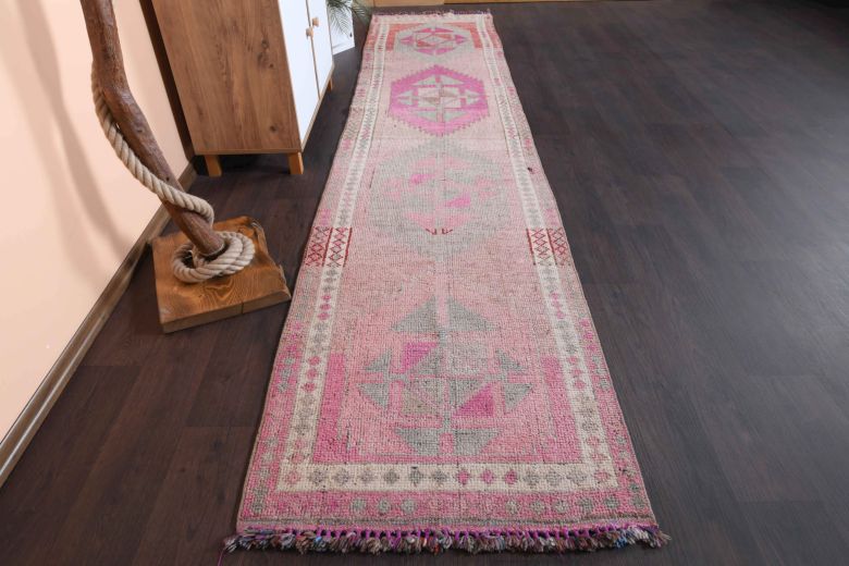 Hand-Knotted Vintage Runner Rug