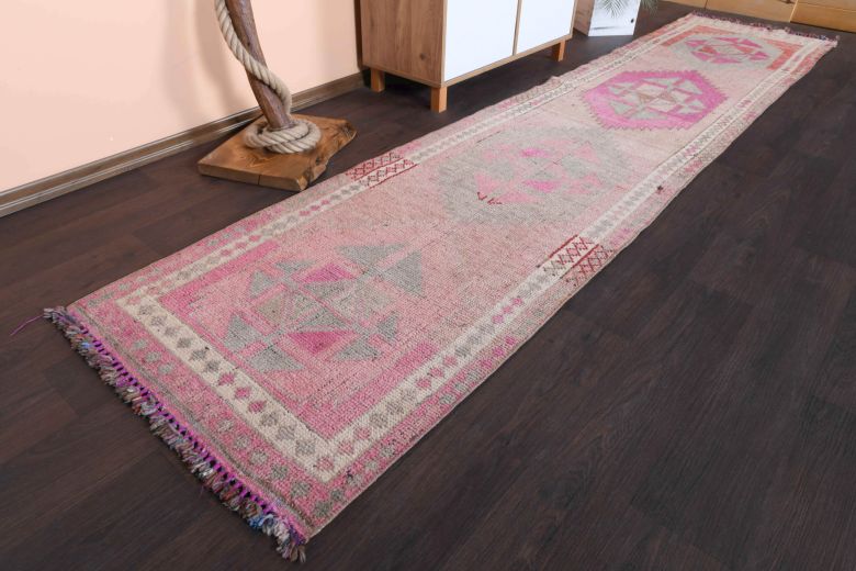 Hand-Knotted Vintage Runner Rug