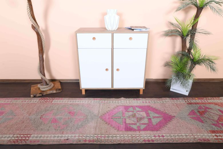 Hand-Knotted Vintage Runner Rug