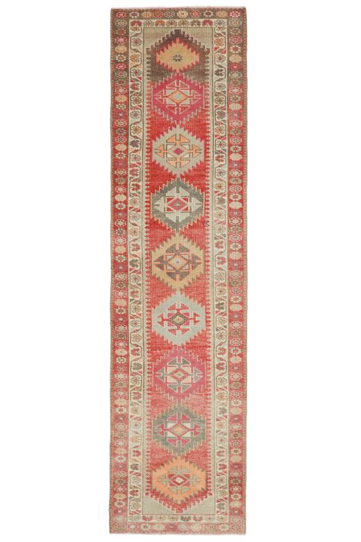 Hand-Knotted Vintage Runner Rug