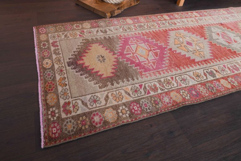 Hand-Knotted Vintage Runner Rug