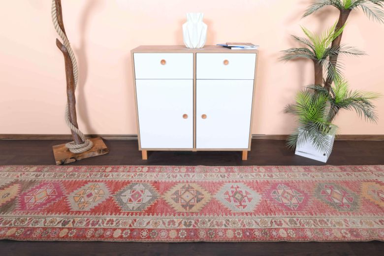 Hand-Knotted Vintage Runner Rug