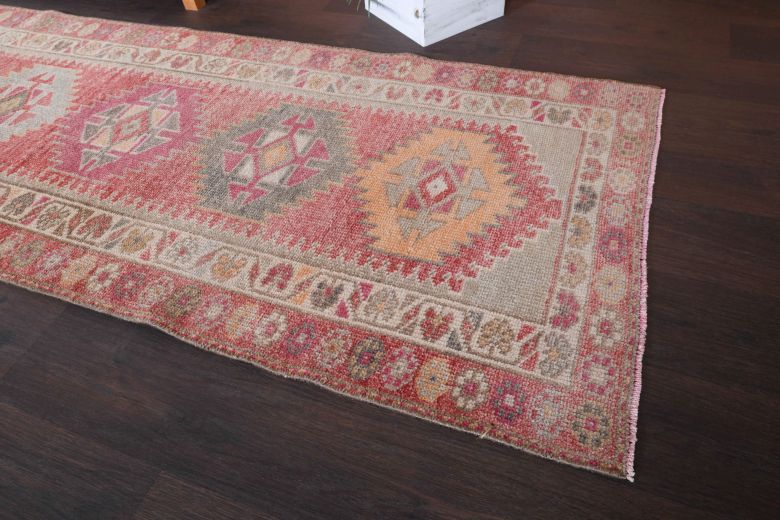 Hand-Knotted Vintage Runner Rug