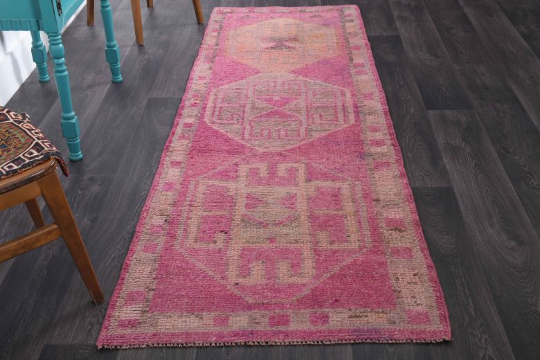 Hand-Knotted Vintage Runner Rug