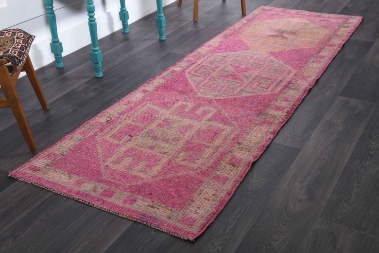 Hand-Knotted Vintage Runner Rug