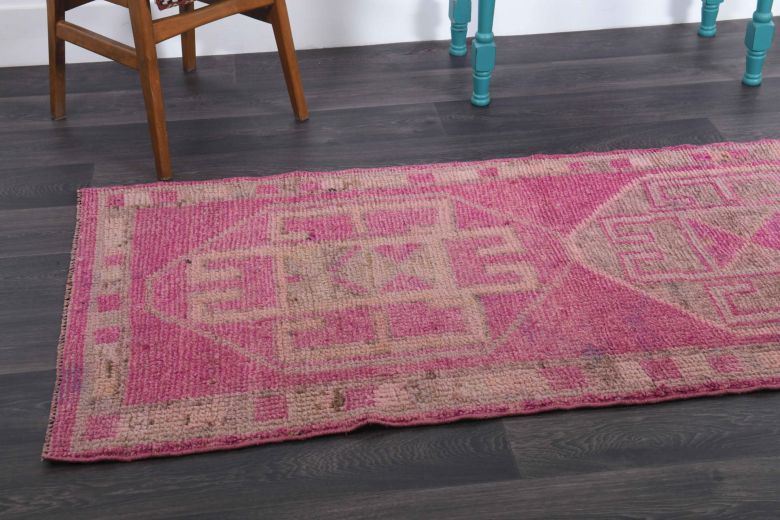 Hand-Knotted Vintage Runner Rug