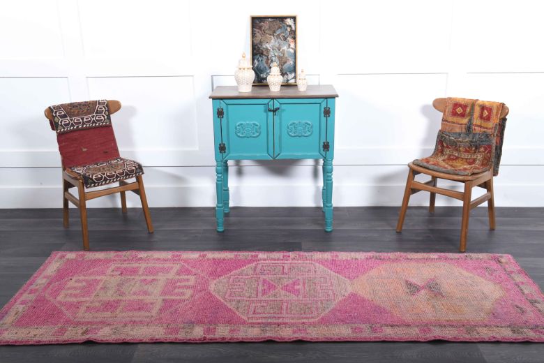 Hand-Knotted Vintage Runner Rug