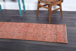 Red Floral Vintage Runner Rug - Thumbnail