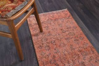 Red Floral Vintage Runner Rug - Thumbnail