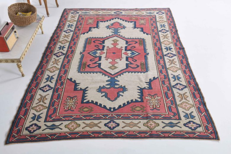 Pastel Colored Vintage Area Rug