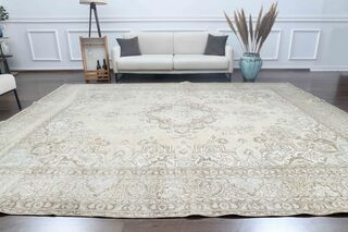 Vintage Hand-Knotted 10x12 Brown Persian Rug - Thumbnail