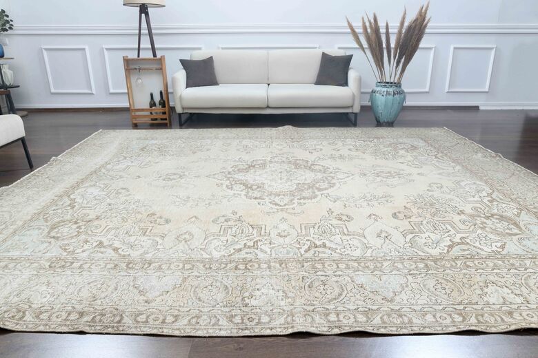 Vintage Hand-Knotted 10x12 Brown Persian Rug