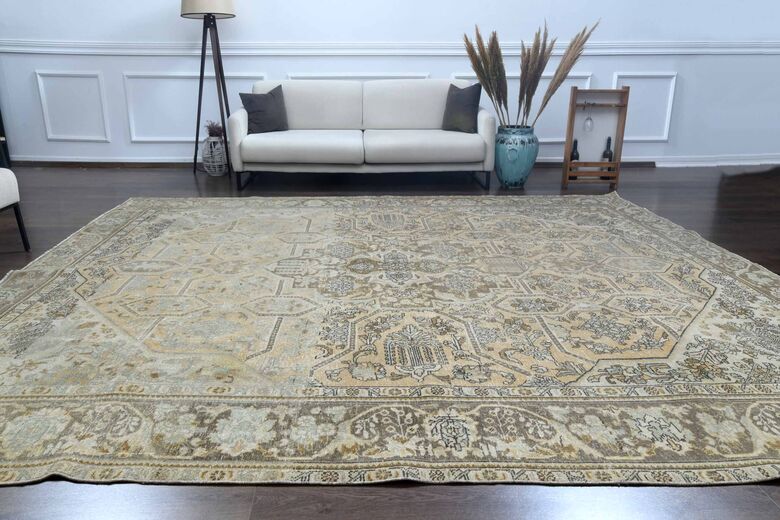 Vintage Hand-Knotted 10x12 Orange Persian Rug