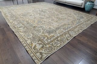 Vintage Hand-Knotted 10x12 Orange Persian Rug - Thumbnail