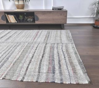 Vintage Striped Kilim Area Rug - Thumbnail