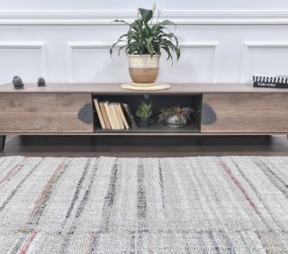 Vintage Striped Kilim Area Rug - Thumbnail