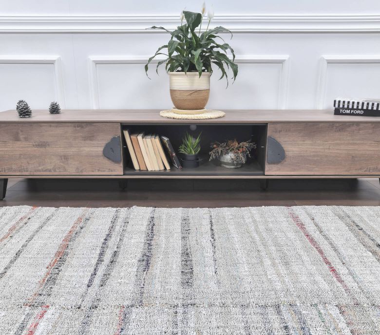 Vintage Striped Kilim Area Rug