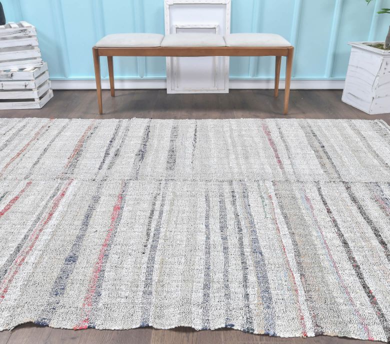 Vintage Striped Kilim Area Rug