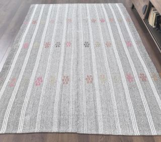 Vintage Gray Kilim Rug - Thumbnail