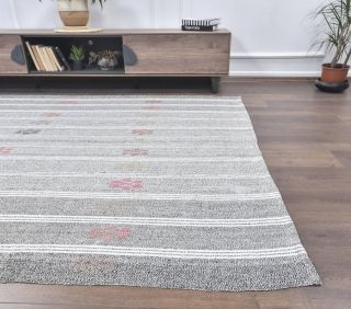 Vintage Gray Kilim Rug - Thumbnail