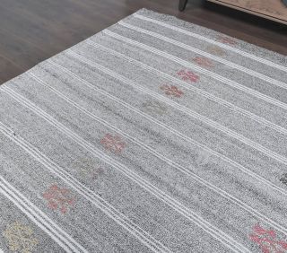 Vintage Gray Kilim Rug - Thumbnail