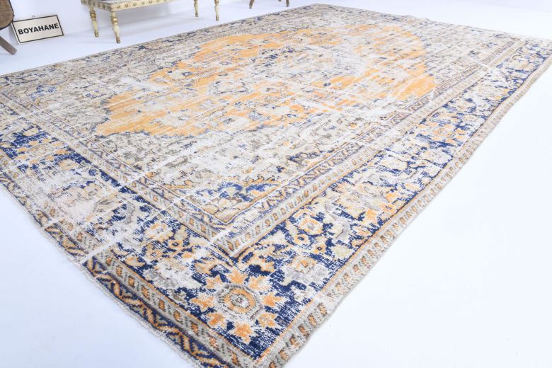 Distressed Oriental Orange Anatolian Rug