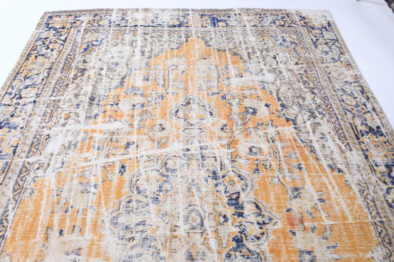 Distressed Oriental Orange Anatolian Rug