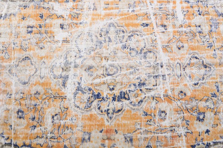 Distressed Oriental Orange Anatolian Rug