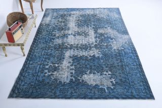 Vintage Distressed Blue Rug - Thumbnail