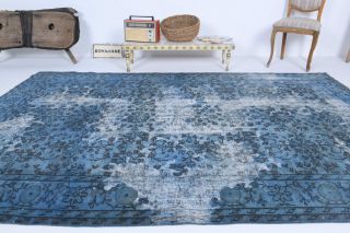 Vintage Distressed Blue Rug - Thumbnail