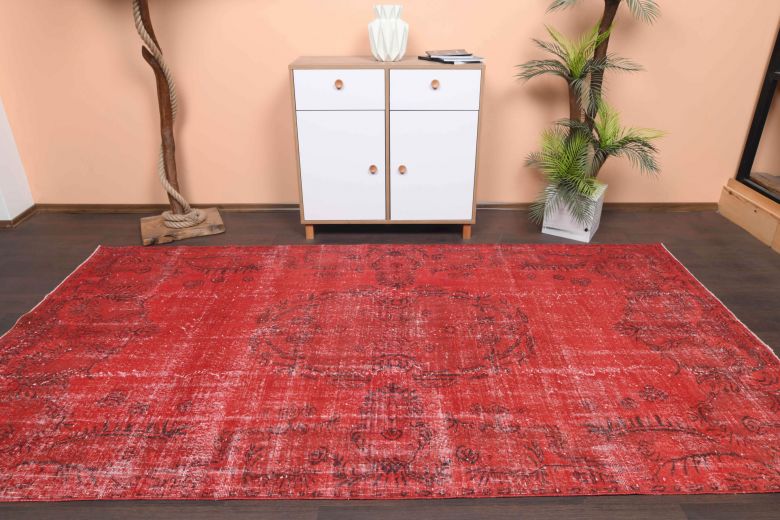 Overdyed Vintage Red Rug
