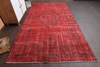 Overdyed Vintage Red Rug - Thumbnail