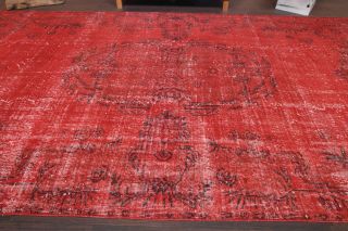 Overdyed Vintage Red Rug - Thumbnail