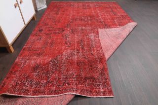 Overdyed Vintage Red Rug - Thumbnail