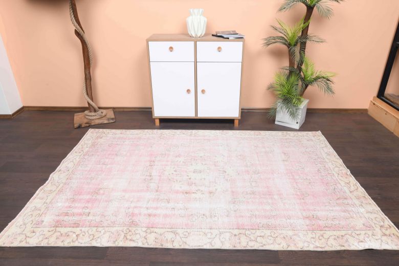 Bright Pink Vintage Area Rug