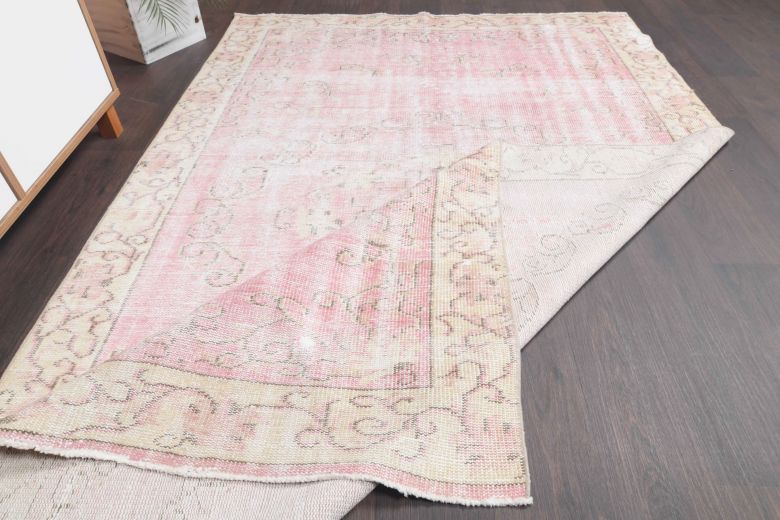 Bright Pink Vintage Anatolian Area Rug