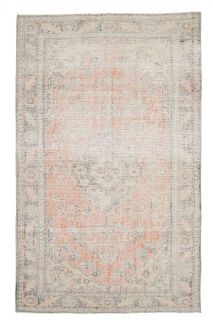 Faded Pink Colored Vintage Area Rug - Thumbnail