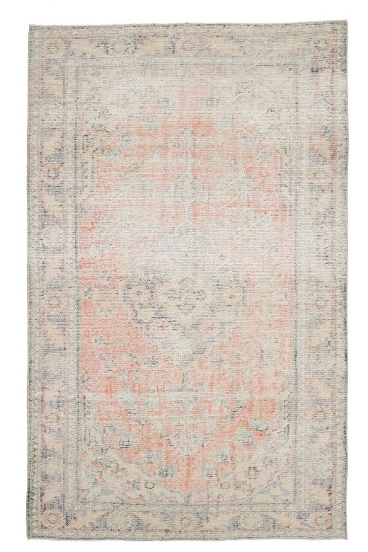 Faded Pink Colored Vintage Area Rug