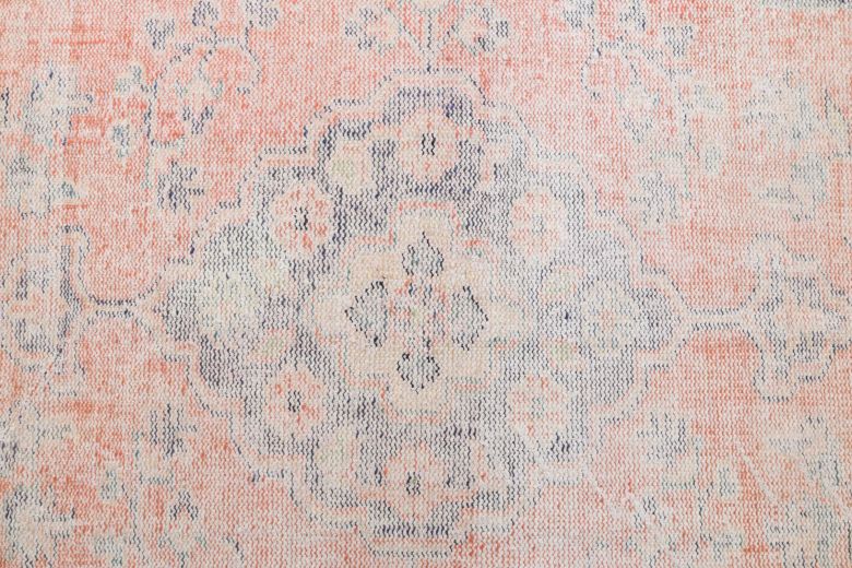 Faded Pink Colored Vintage Area Rug