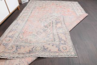 Faded Pink Colored Vintage Area Rug - Thumbnail