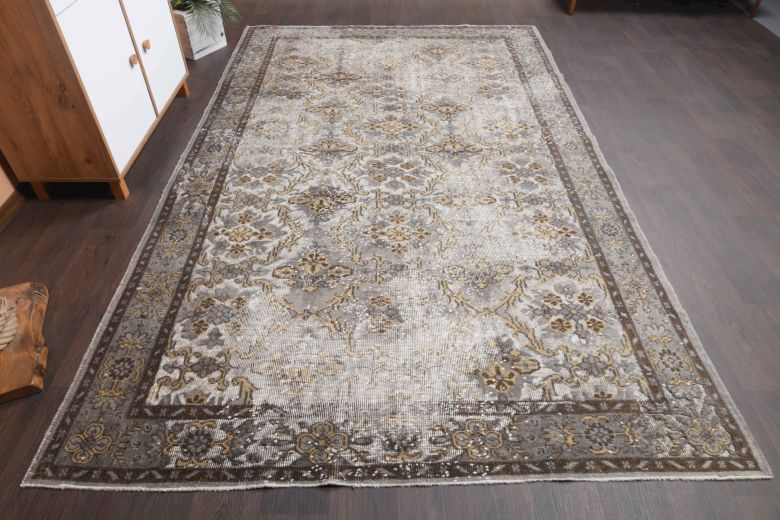 1960s Distressed Vintage Large Area Rug