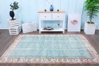 Vintage Turquoise Area Rug - Thumbnail