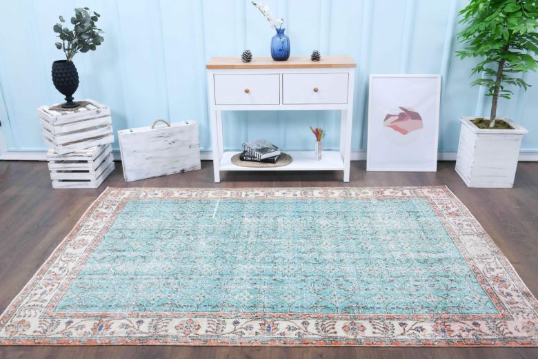 Vintage Turquoise Area Rug