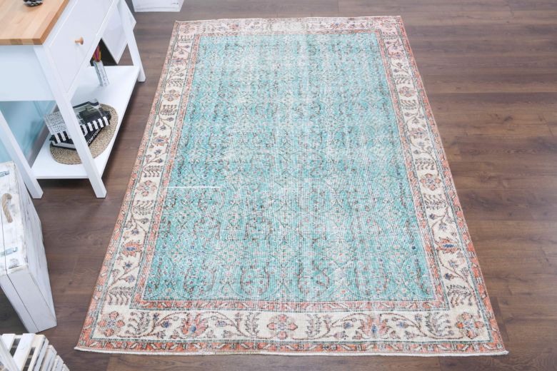 Vintage Turquoise Area Rug