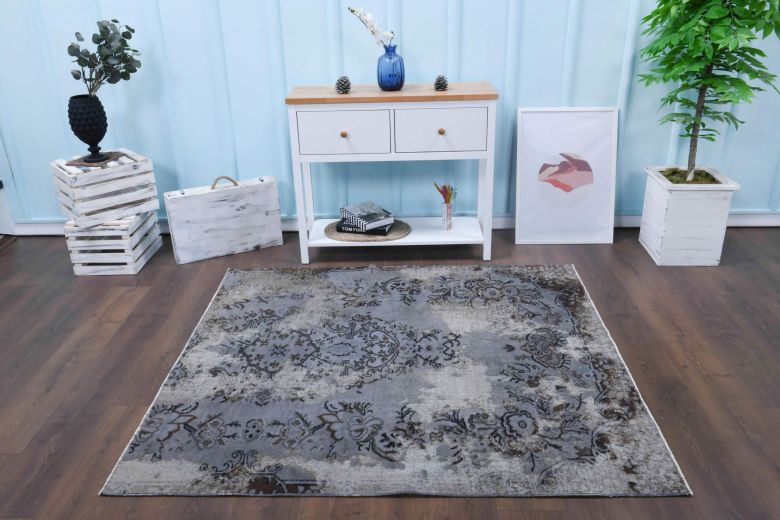 Distressed Blue Area Rug