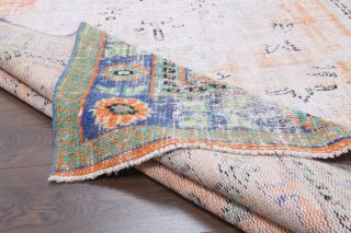 Antique Anatolian Distressed Neutral & Orange Area Rug - Thumbnail