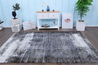 Distressed Black Vintage Area Rug - Thumbnail